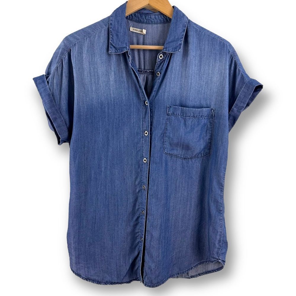 Sneak Peek denim button down top size M